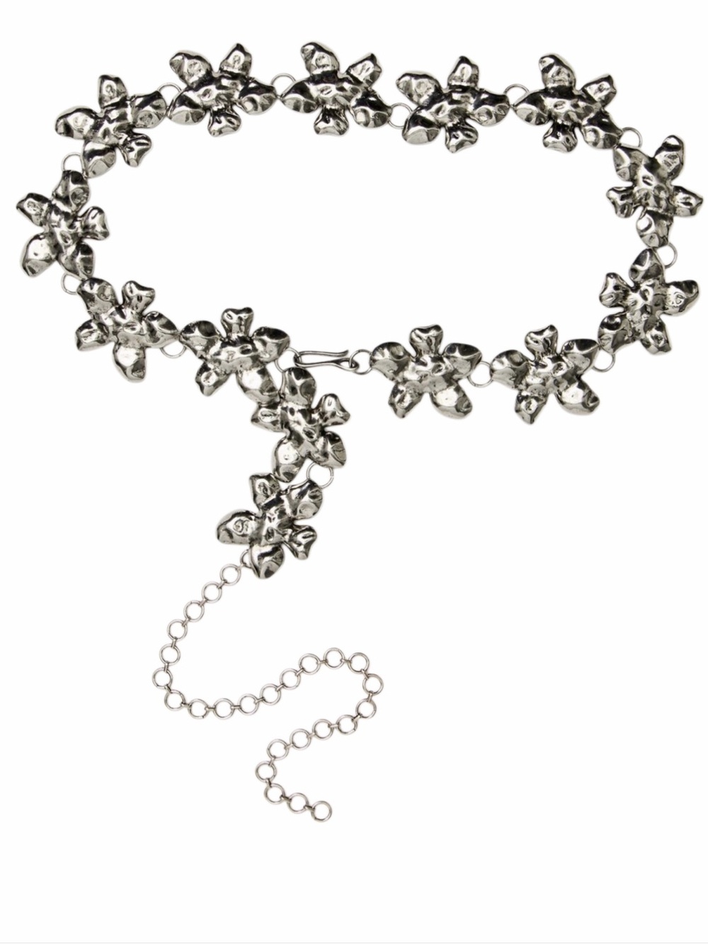 NWT Free People Silver Flowers Chain Belt - One Size